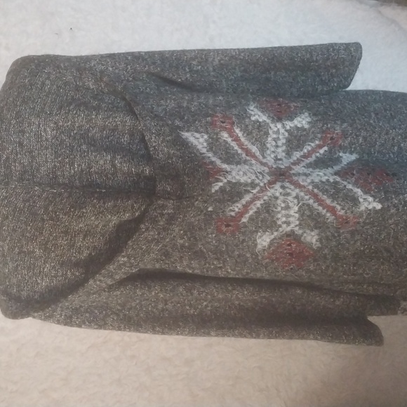 Style&co. Woman Long Grey Hooded Duster Snowflake Cardigan Nordic - Picture 5 of 8